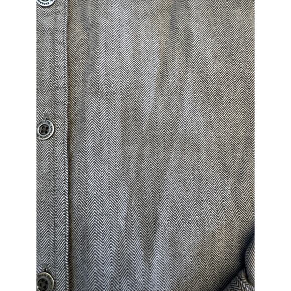 Prana Shirt Mens Large Gray Herringbone Long Sleeve Button Up Casual Nature - Picture 6 of 15